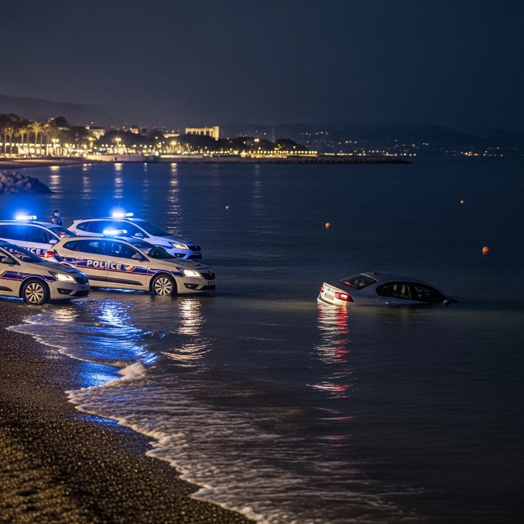 Bestuurder rijdt na nachtelijk achtervolgingsincident Cannes de zee in