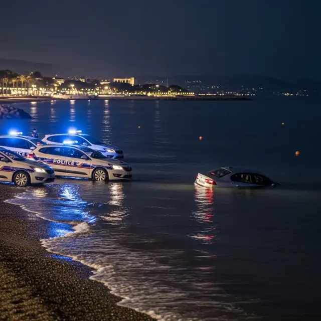 Bestuurder rijdt na nachtelijk achtervolgingsincident Cannes de zee in
