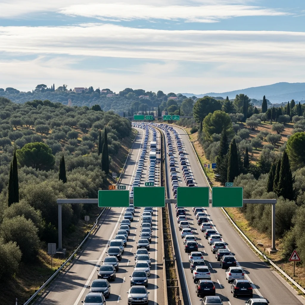 Files van 14 kilometer op de A8 tussen Antibes en Nice door druk verkeer