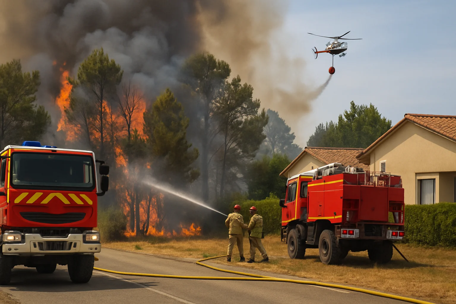 Bosbrand bij Saint-Lys, ten westen van Toulouse, bedreigt 30 woningen