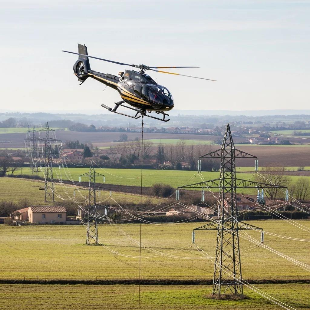 Helikopterinspecties van Enedis aan lage hoogte rond Toulouse gedurende maand maart