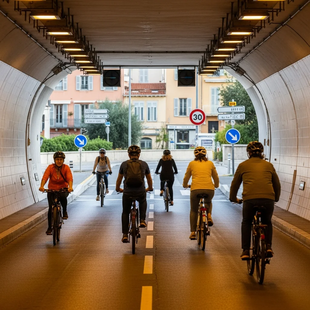 Fietstunnel in Nice blijft ondanks belofte autoluw, definitief voorbehouden aan fietsers