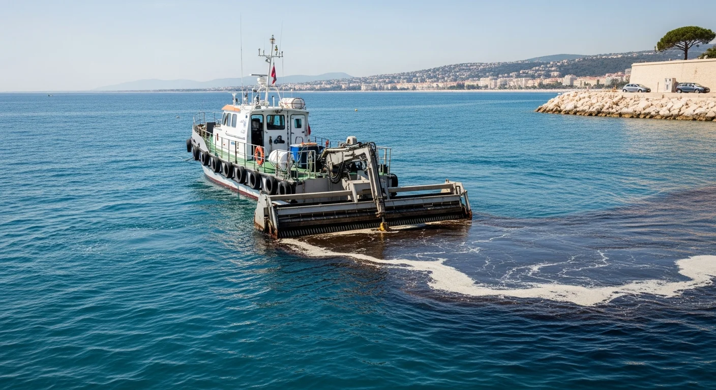 Nice zet speciale boot in tegen watervervuiling langs de kust