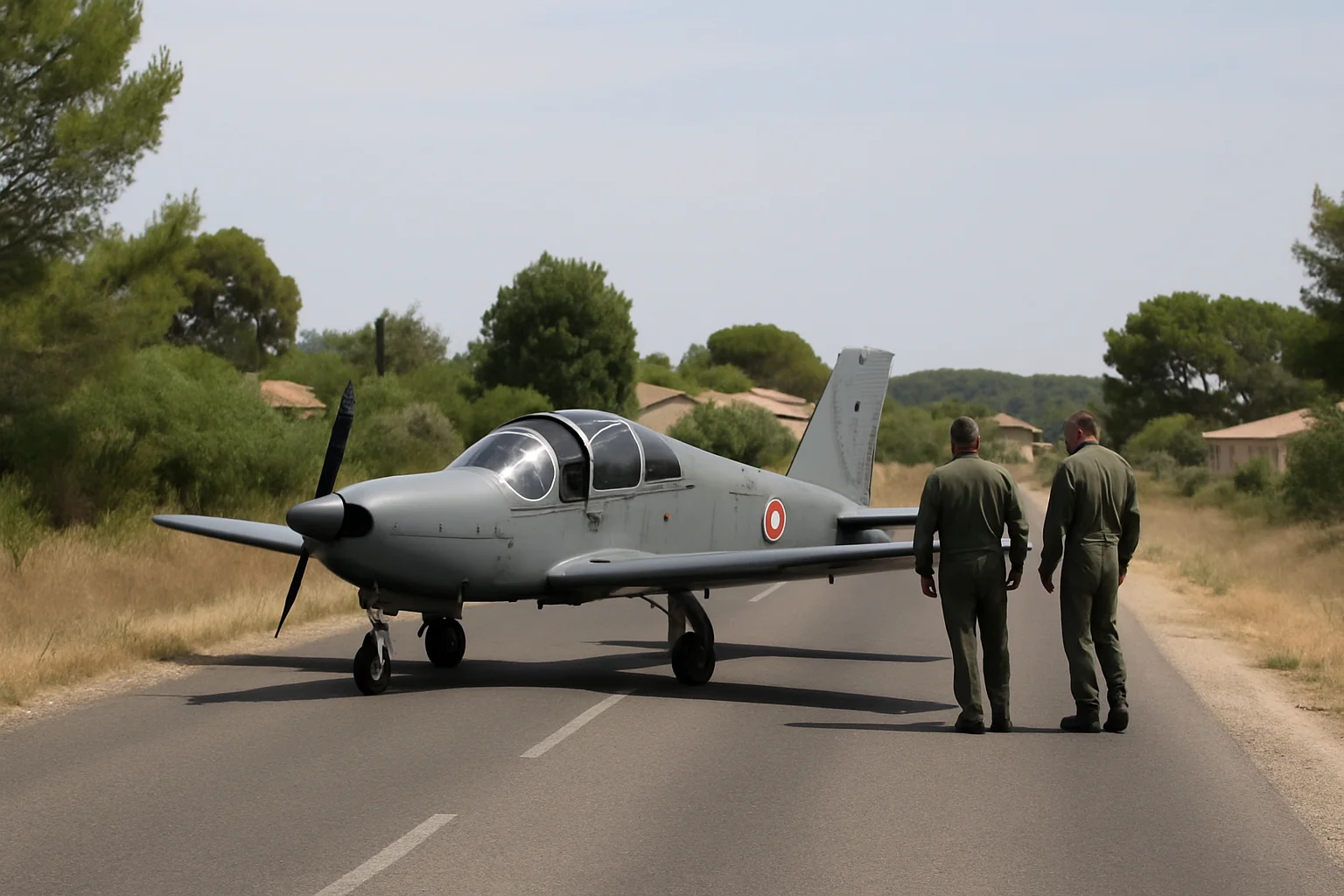 Militair lesvliegtuig maakt noodlanding op openbare weg in Zuid-Frankrijk
