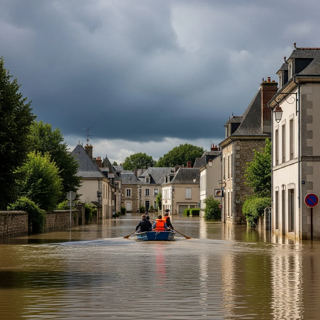 Chalonnes-sur-Loire zwaar getroffen door aanhoudende overstromingen, nieuwe storm Pedro verwacht