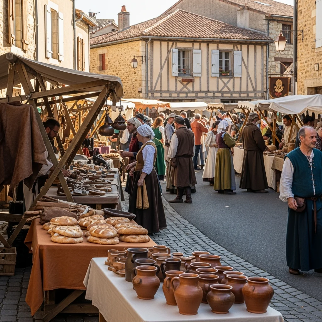 Middeleeuwse markten blijven het hart van het dorpsleven in Frankrijk