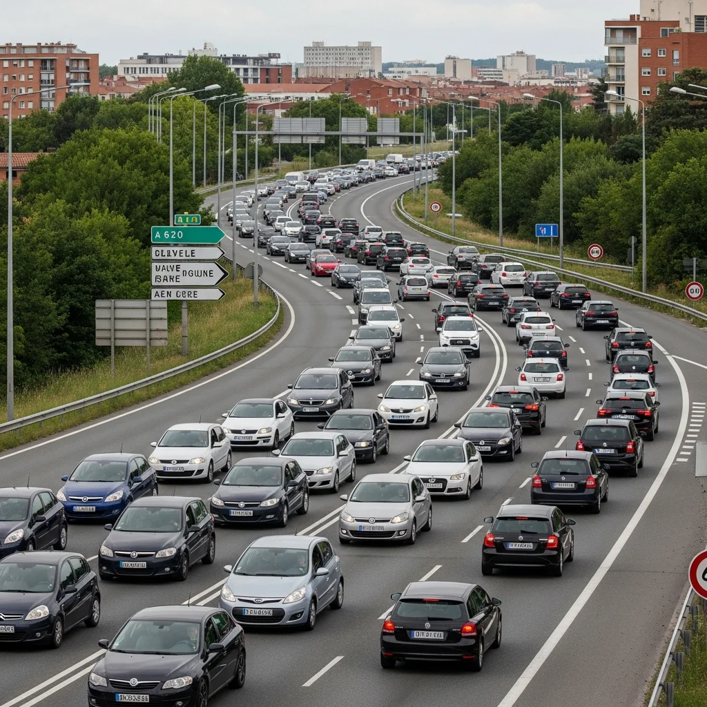 Forse verkeersopstoppingen op ringwegen rond Toulouse veroorzaken langdurige files