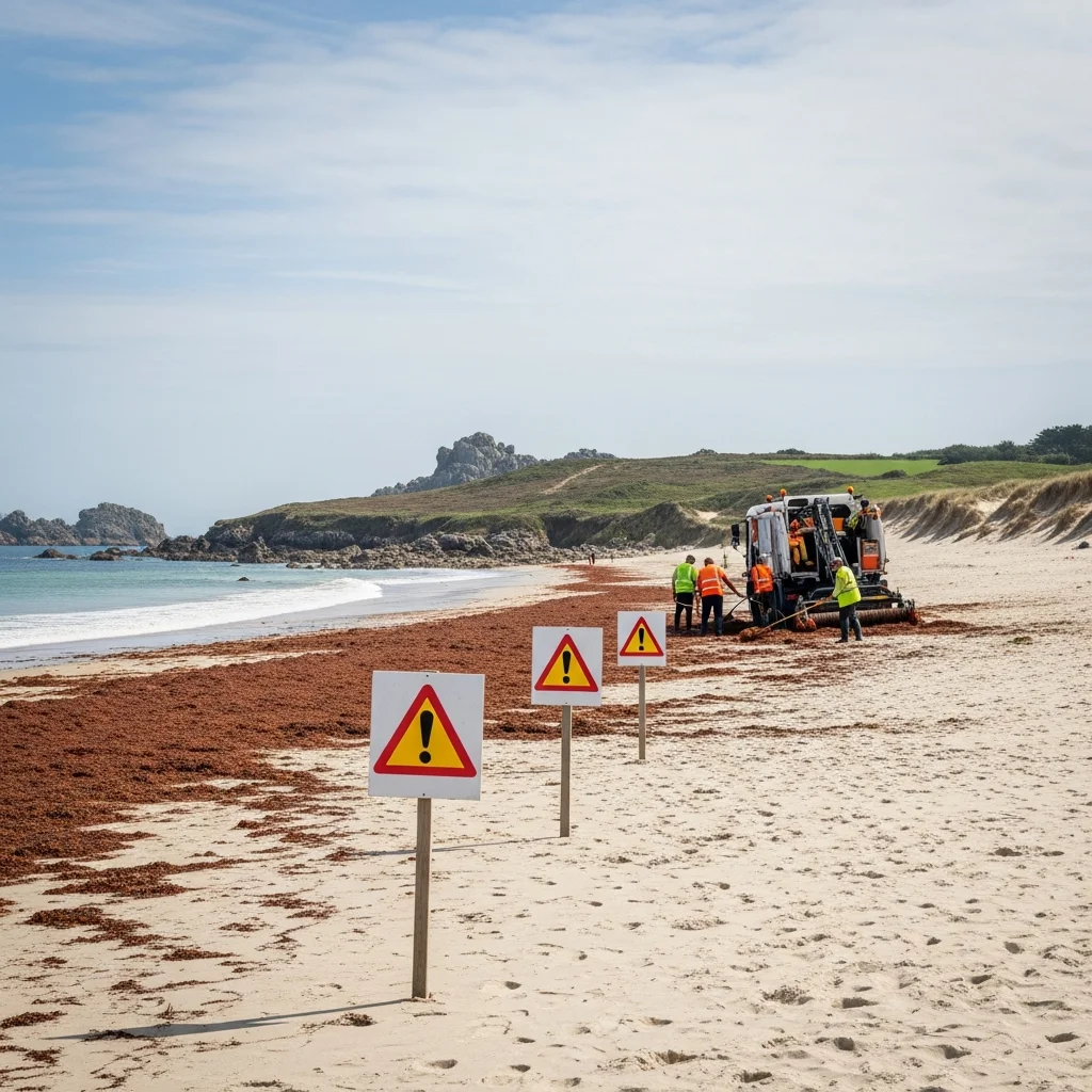 Rode algen op stranden Bretagne zorgen voor gezondheidswaarschuwingen en schoonmaakacties