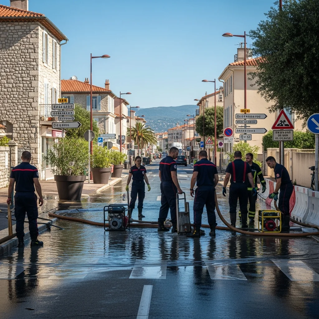 Wateroverlast in Cagnes-sur-Mer na gesprongen waterleiding