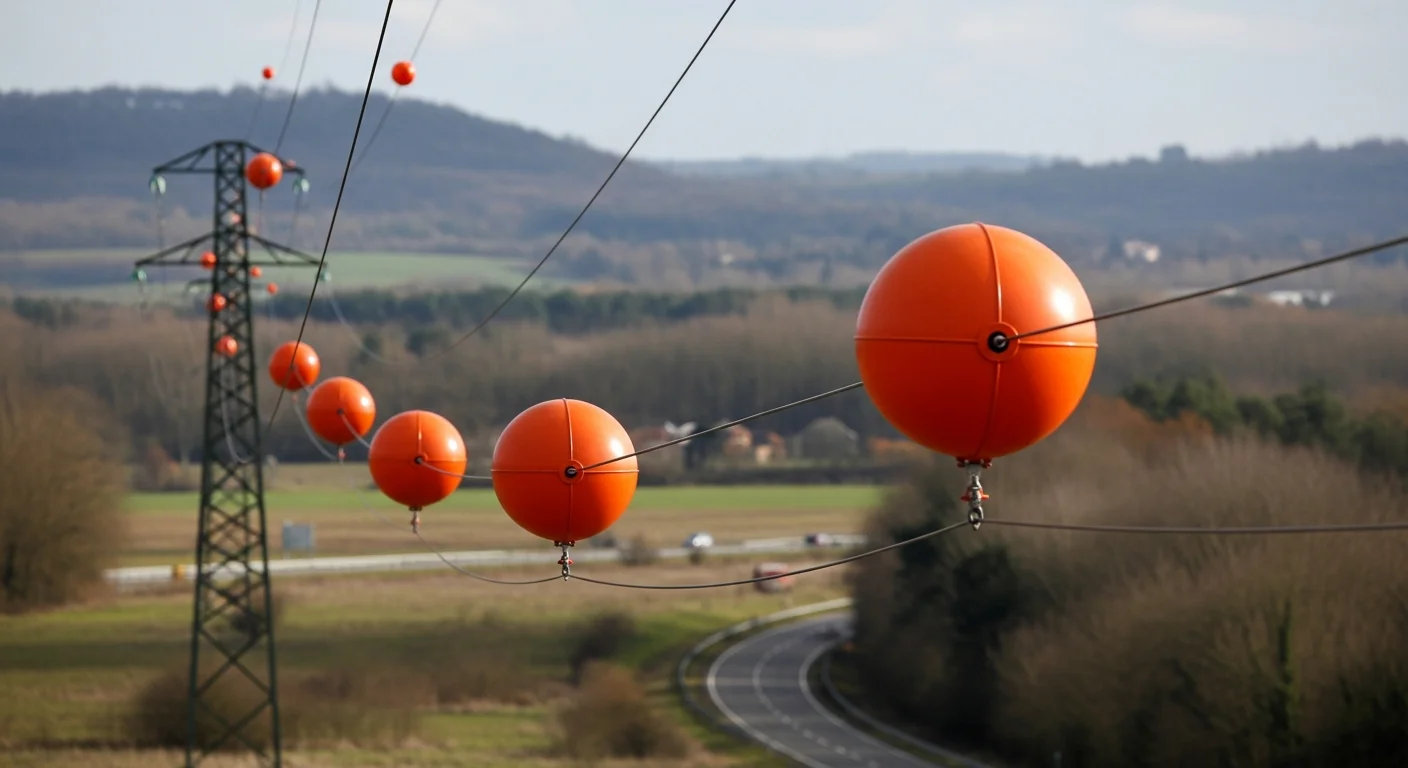 Daarom hangen er oranje bollen aan de Franse hoogspanningslijnen