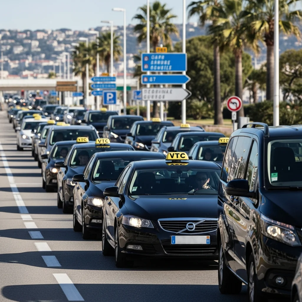 VTC-chauffeurs voeren actie bij luchthaven Nice, reizigers ondervinden hinder