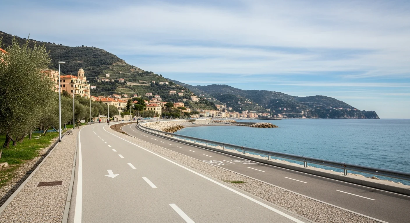 15 kilometer ononderbroken fietspad tussen Menton en Ventimiglia in aanleg