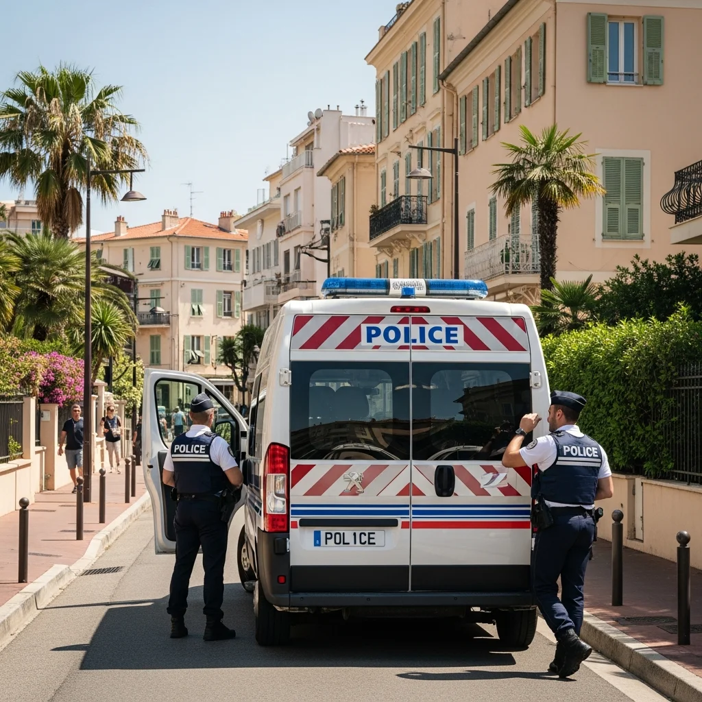 Mobiele politiepost in werking nabij Monaco