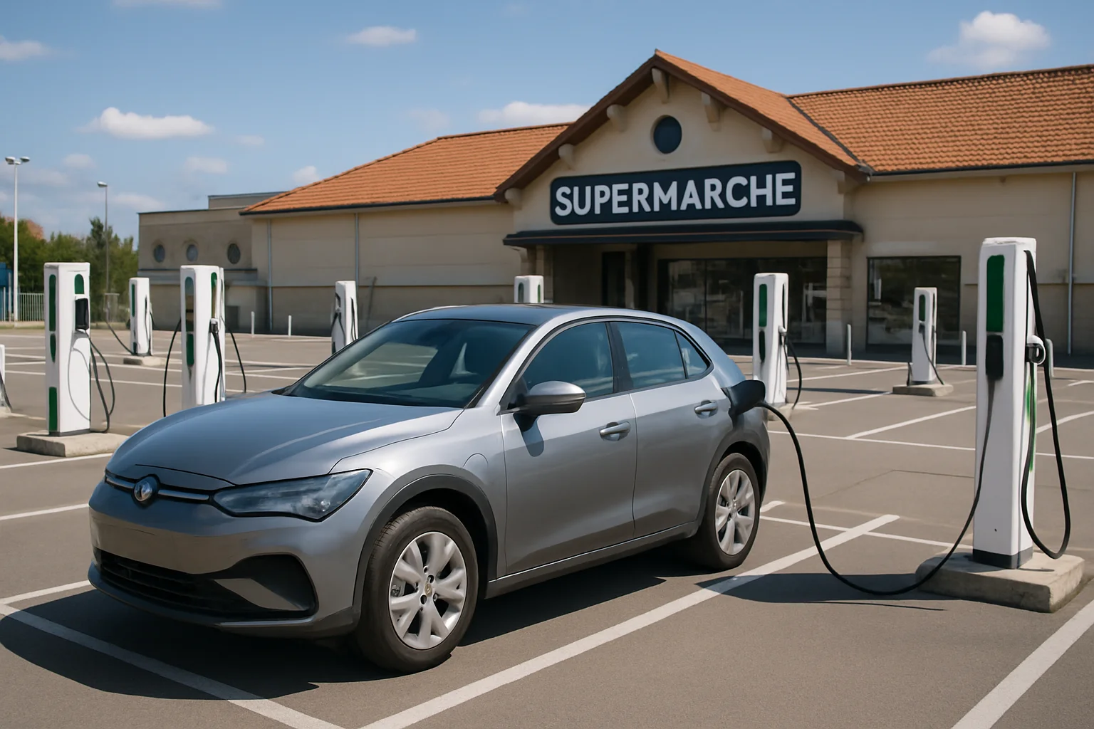 Supermarkten in Frankrijk concurreren met lage tarieven voor opladen elektrische auto's