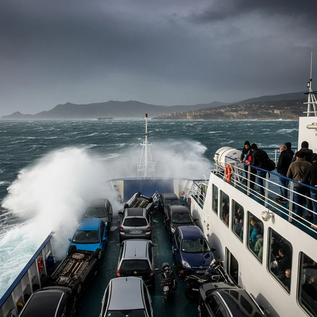 Ferry tussen Sardinië en Toulon zwaar getroffen door storm, voertuigen beschadigd