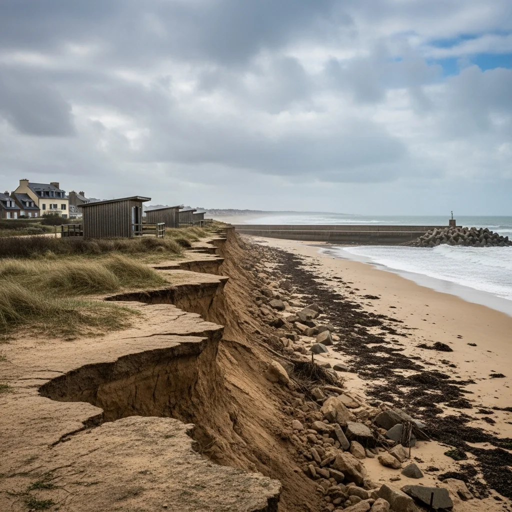 Zichtbare gevolgen van kusterosie na zware stormen langs Atlantische kust
