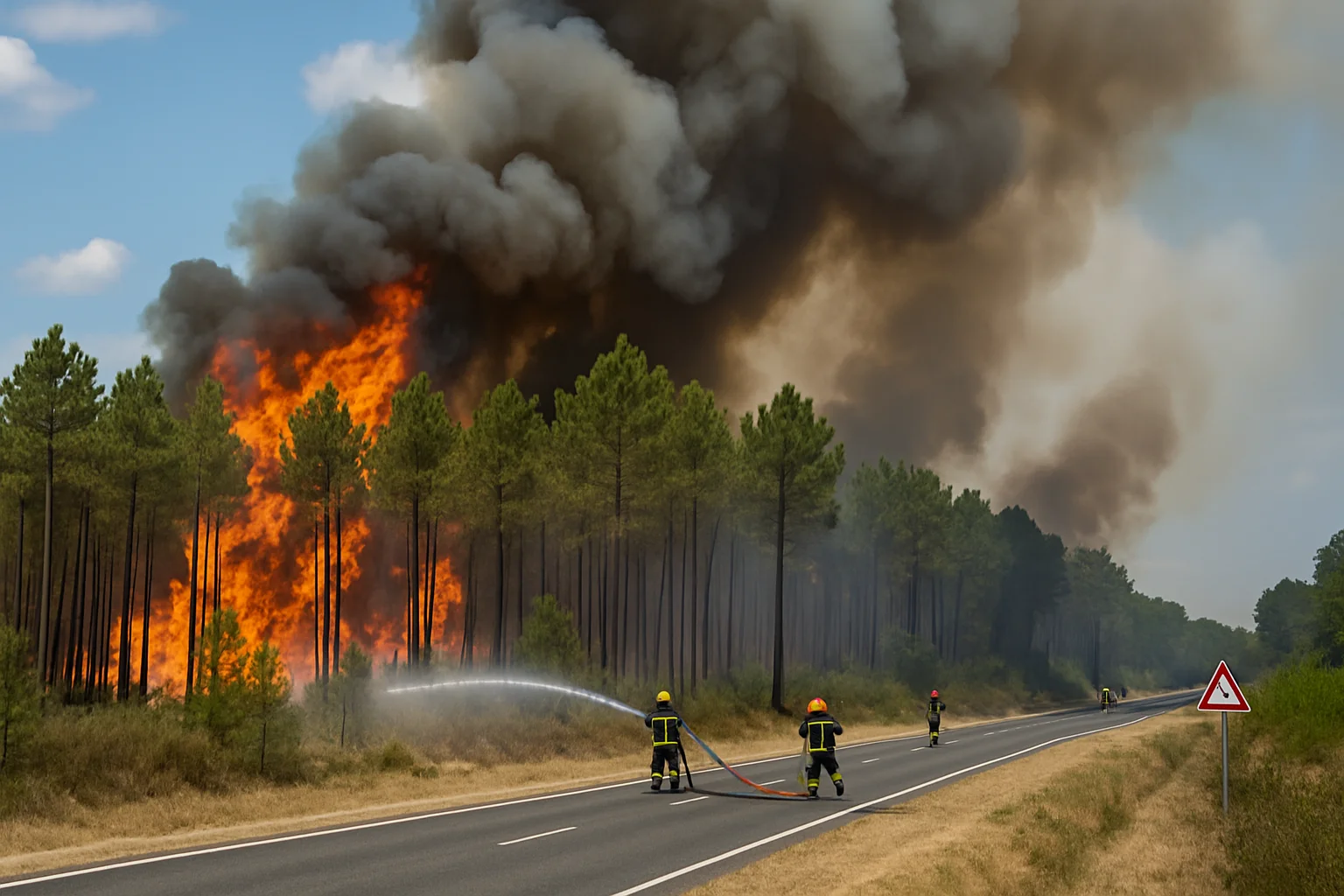 Grote bosbrand in Landes bedreigt honderden hectaren bos, lokale wegen afgesloten