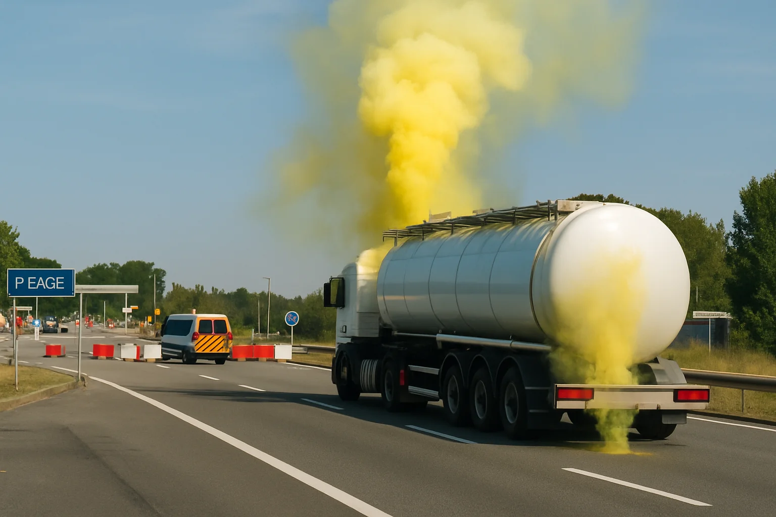 Tankwagen met gevaarlijke rook op A62 bij Toulouse; Frontonnais-aires afgesloten