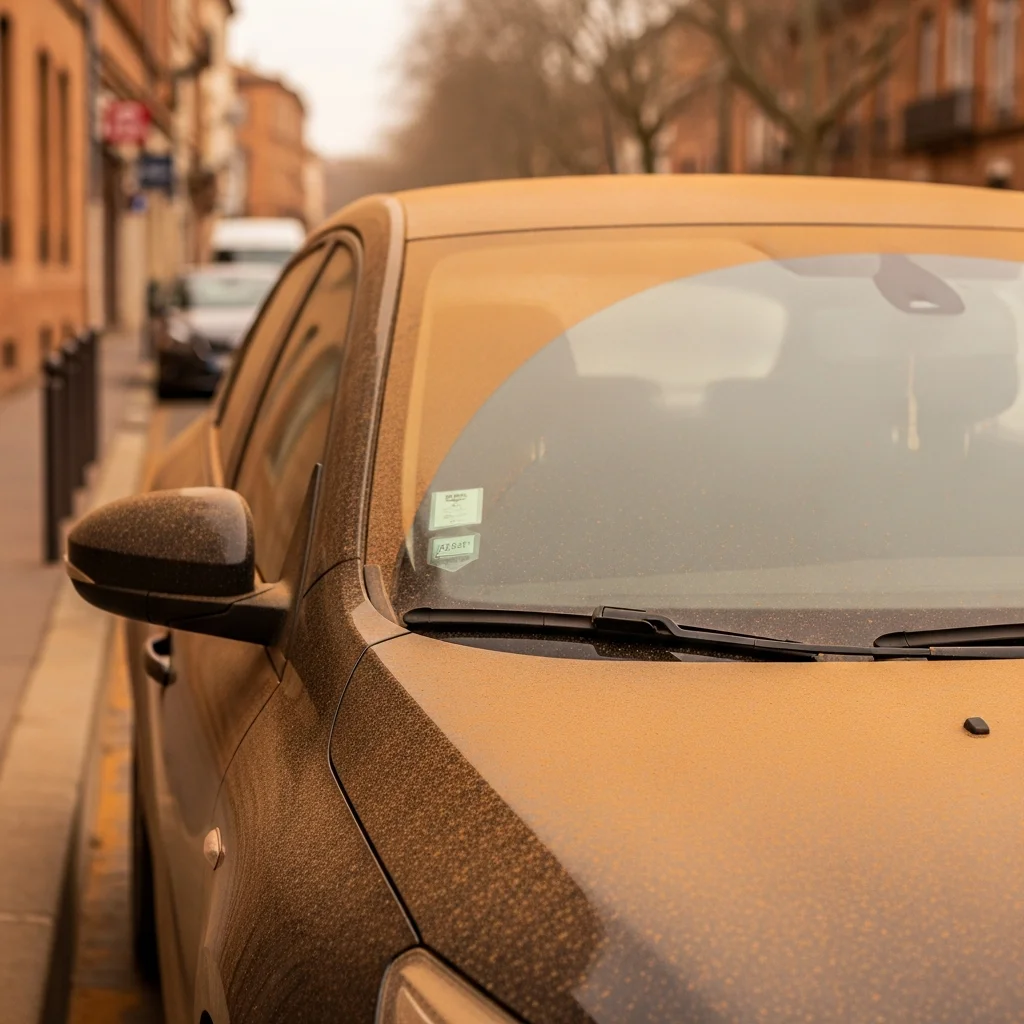 Saharazand zorgt opnieuw voor stoffige auto's rond Toulouse
