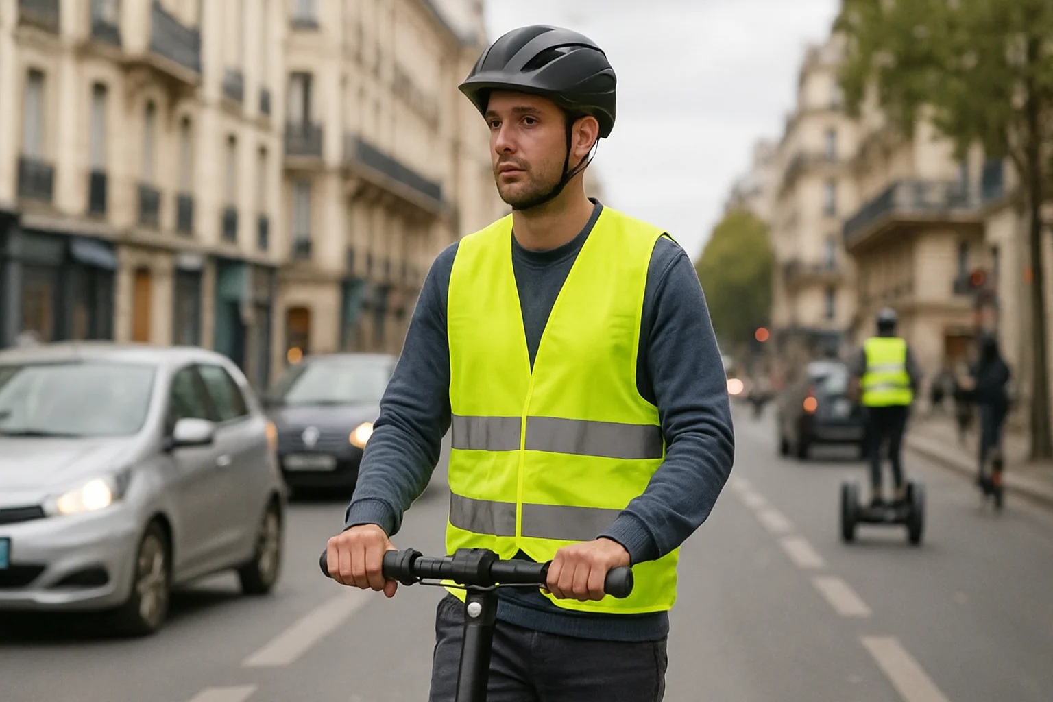 Helm en reflecterende kleding verplicht bij gebruik e-step in Parijs en omgeving