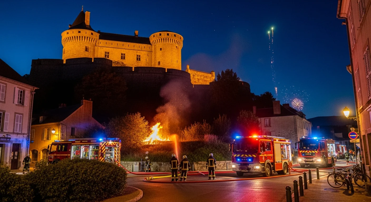 Brand bij het kasteel van Lourdes tijdens vuurwerkshow op 14 juli