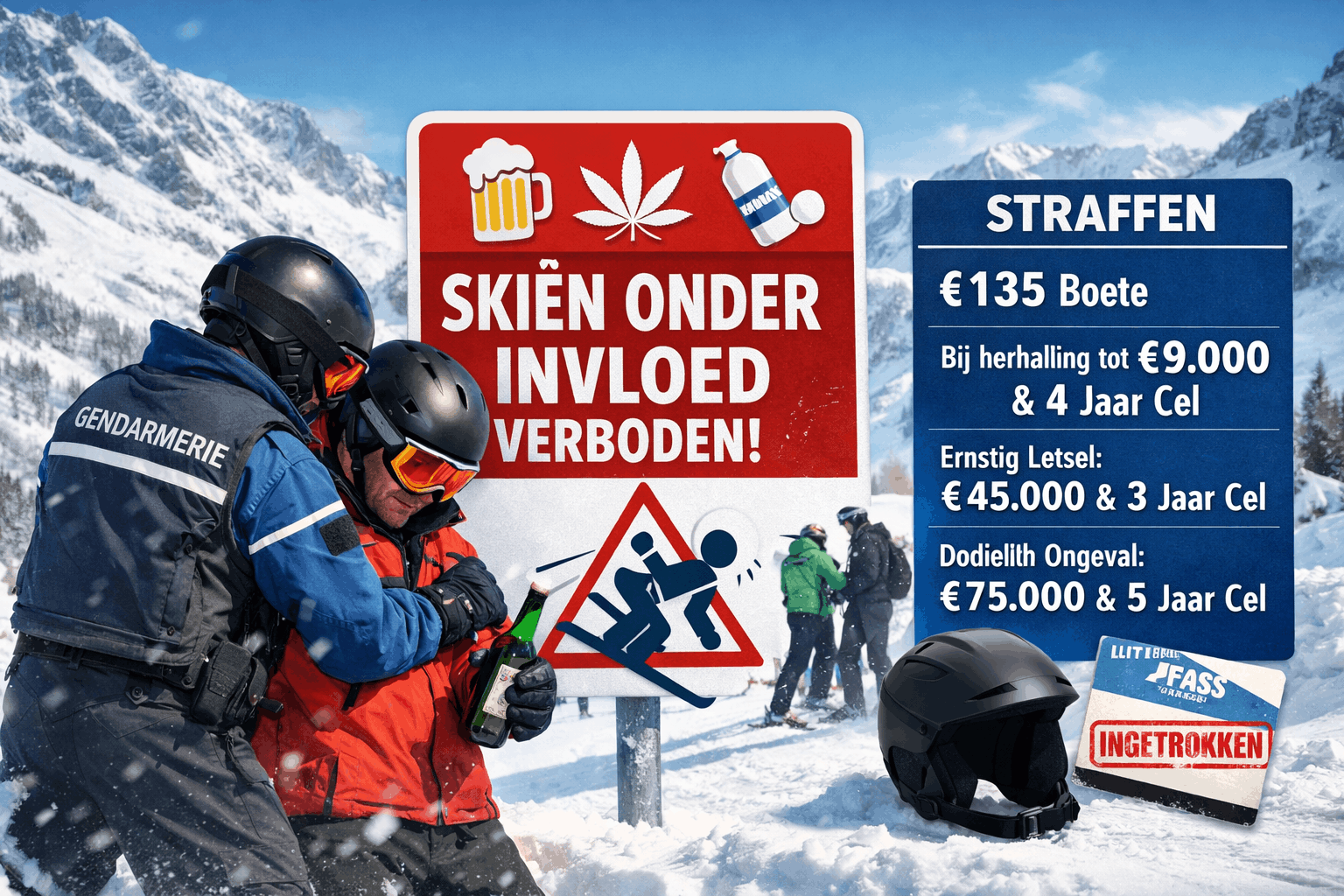 Frans wetsvoorstel richt zich op skiën onder invloed van alcohol of drugs