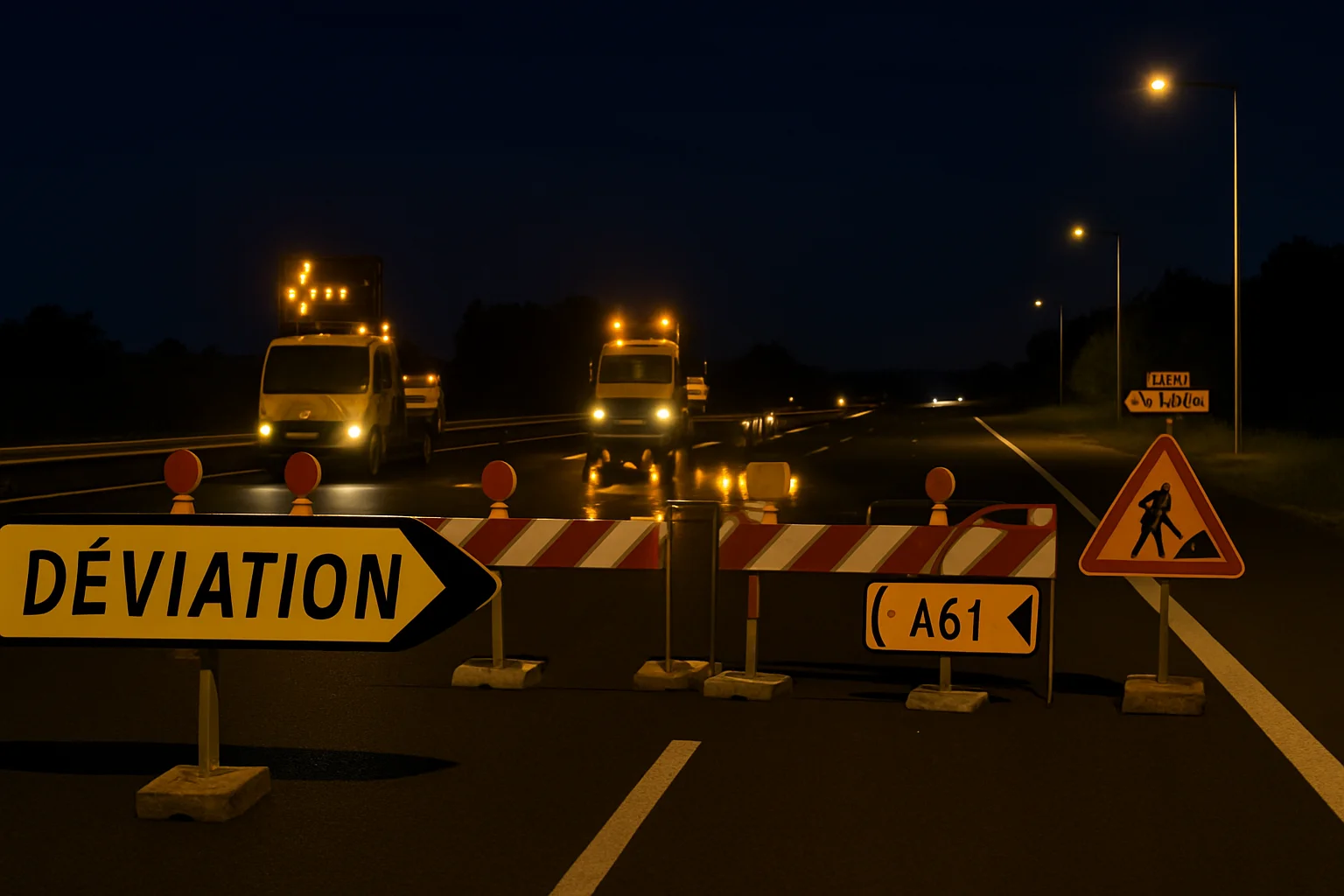 Nachtelijke sluitingen A61 tussen Toulouse en Aude: tijdelijke omleidingen tot en met 21 september
