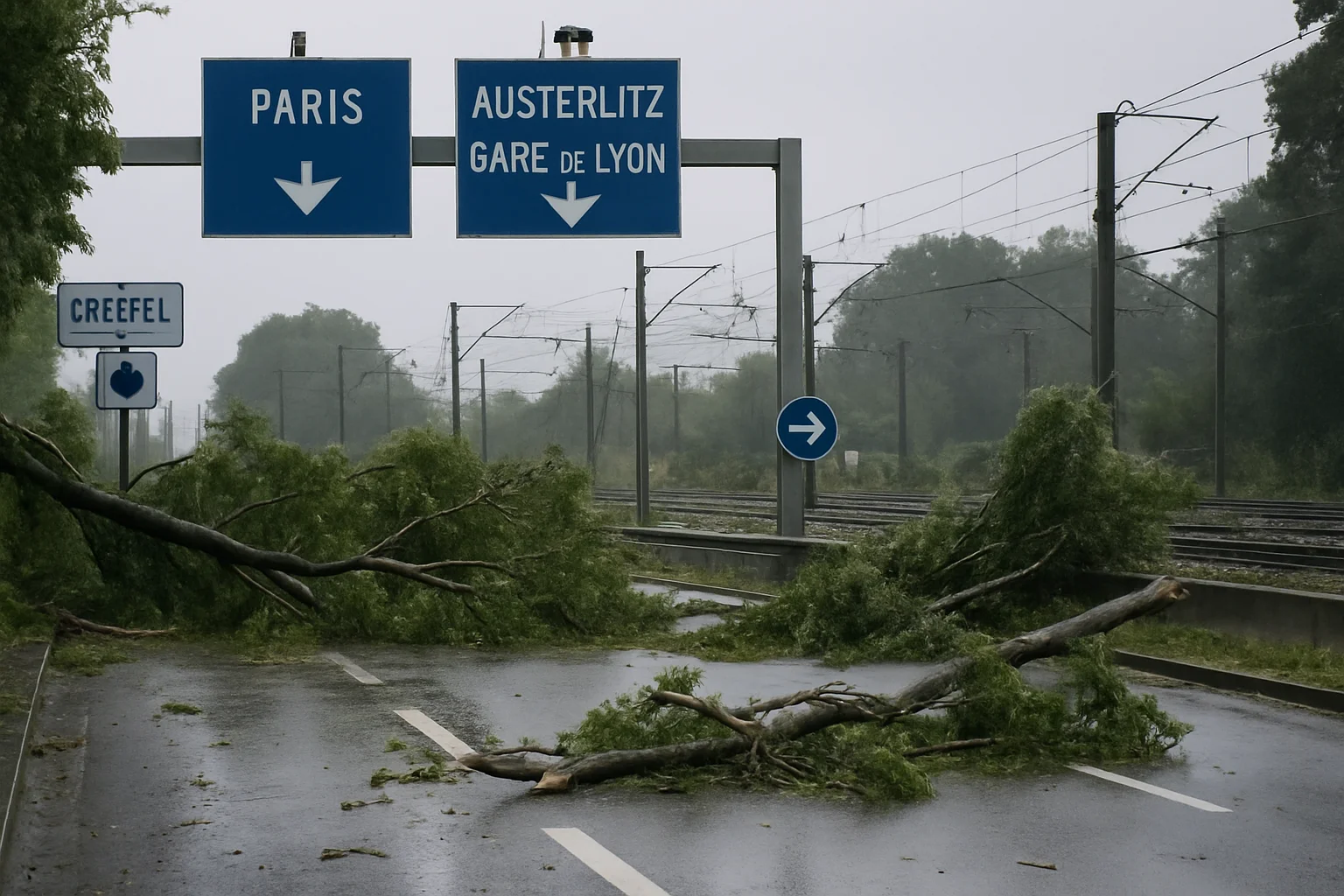 Zware storm richt aanzienlijke schade aan rond Parijs: verkeer en treinen getroffen