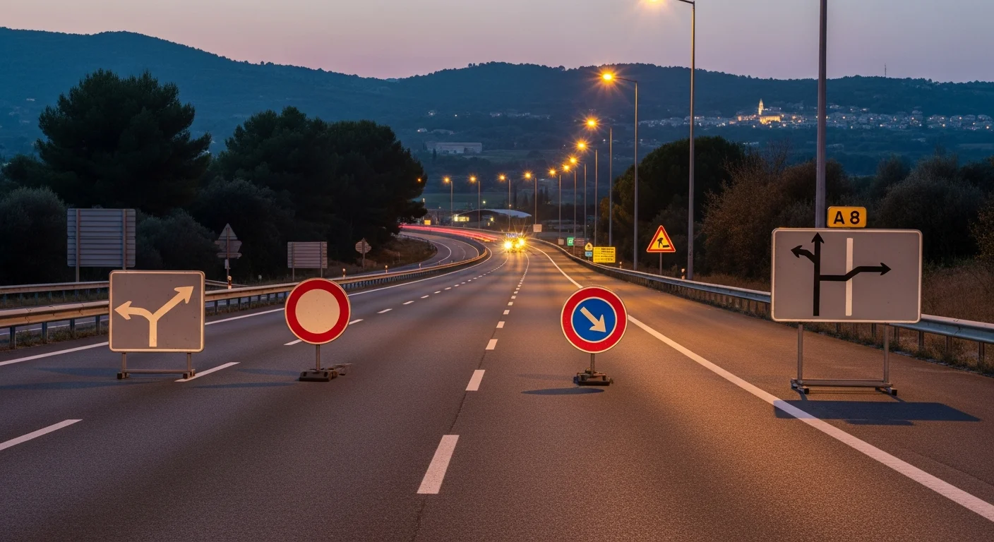 Meerdere afsluitingen en omleidingen op de A8 deze week in Alpes-Maritimes