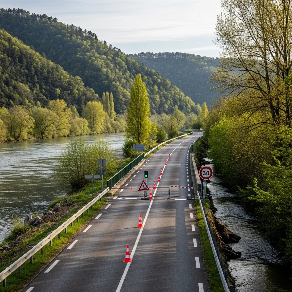 Weg langs rivieroever tijdelijk versmald door risico op verzakking