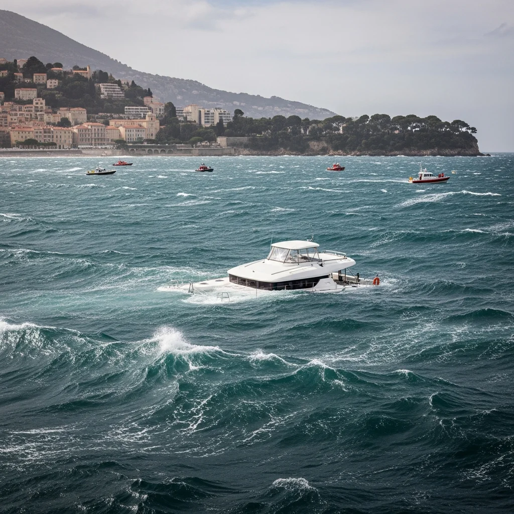 Catamaran gezonken bij Villefranche-sur-Mer na hevige wind