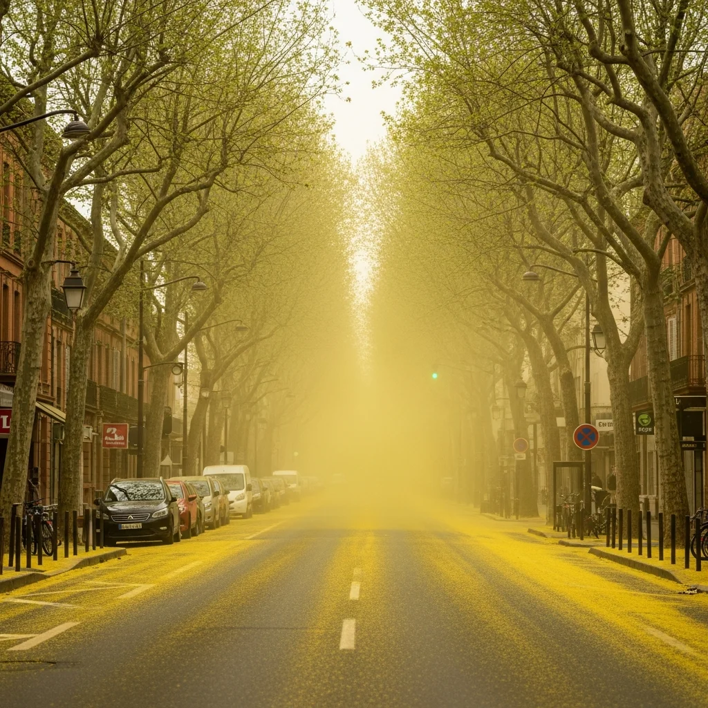 Zichtbare pollenregen zorgt voor hinder in Toulouse – sterke wind stuurt allergieën op donderdag 23 april