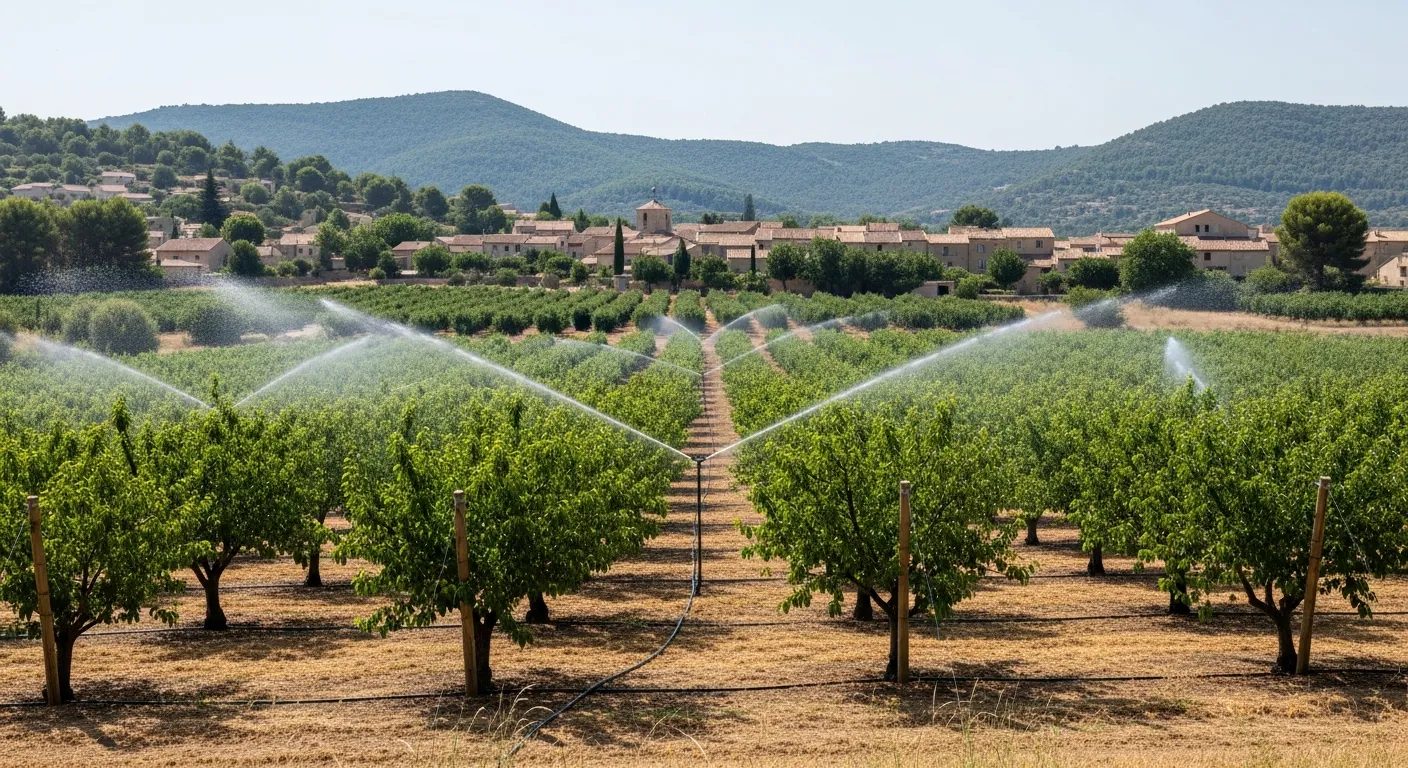 Franse landbouwers in Roussillon redden oogst met afvalwater van toeristen