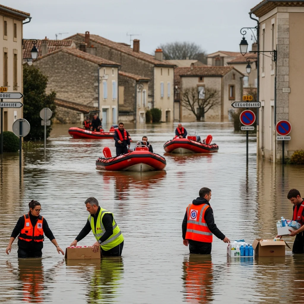Overstroming in Aiguillon: bewoners zoeken opvang na doorbraak van de Garonne
