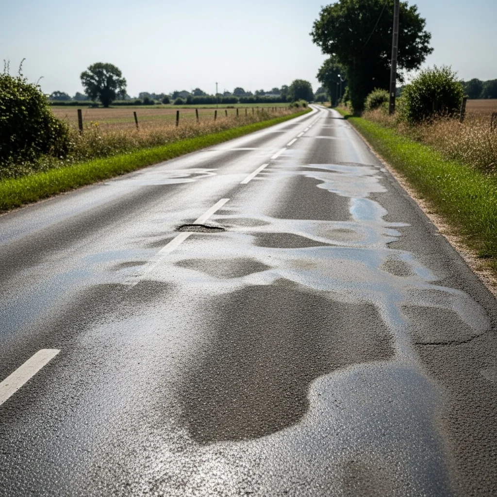 Weg in Calvados afgesloten door smeltend asfalt na hoge temperaturen