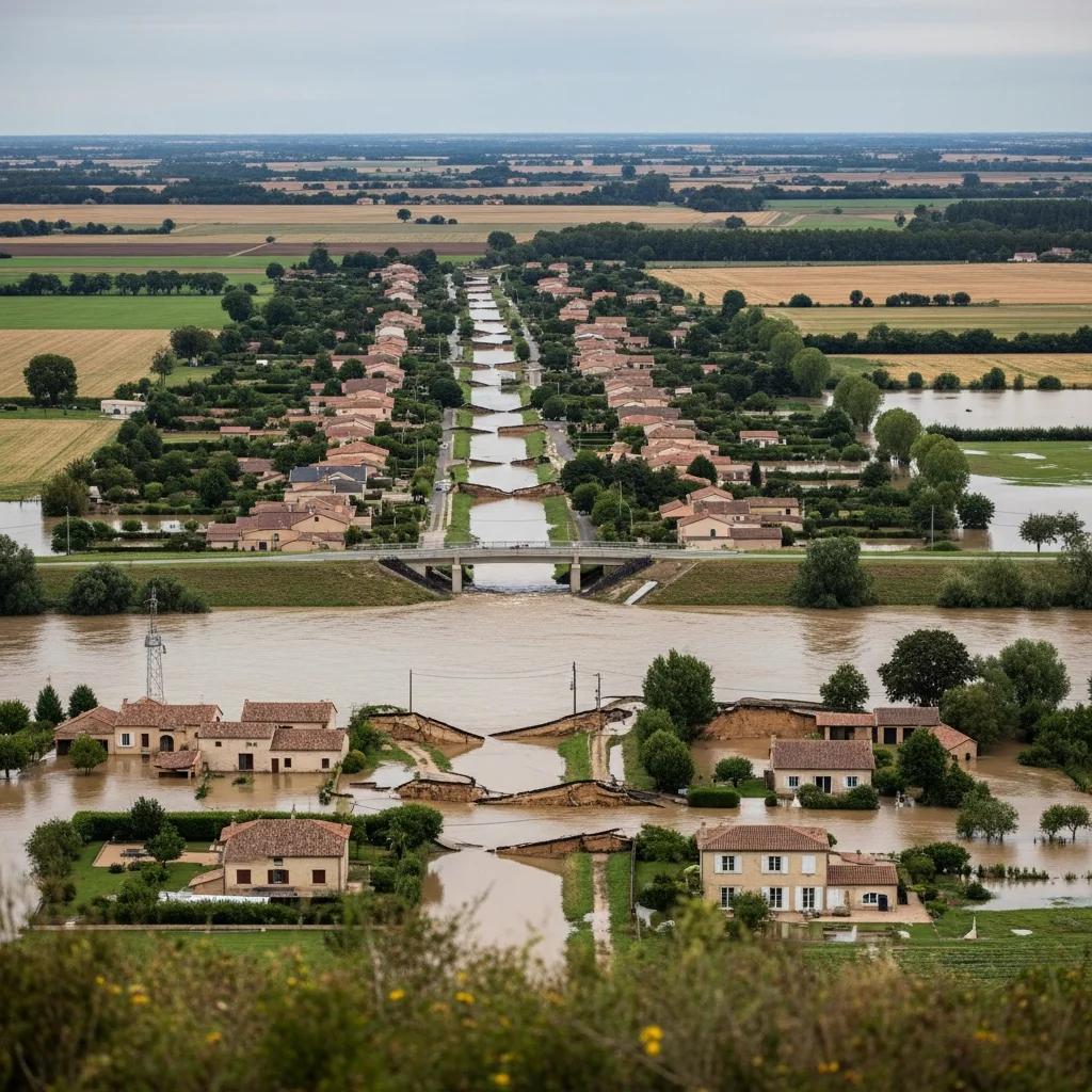Uitgestrekte overstromingen in Zuidwest-Frankrijk veroorzaken forse schade