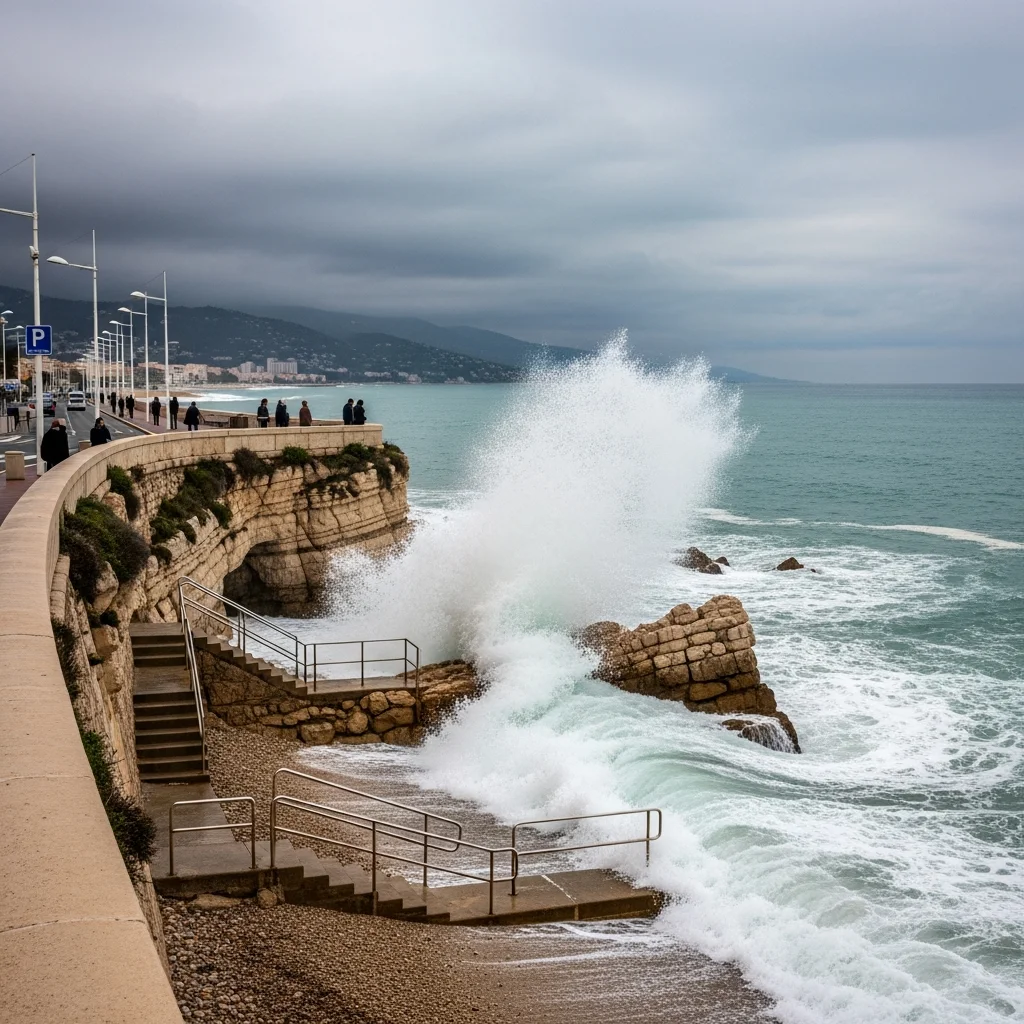 Weeralarm: golven tot zo’n 2 meter op de kust van de Alpes‑Maritimes, prefectuur vraagt om waakzaamheid