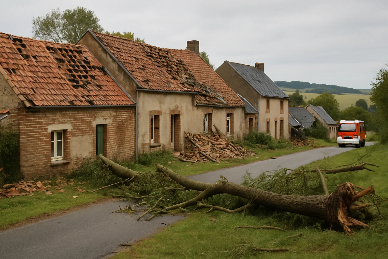 Tornado veroorzaakt schade aan tientallen woningen in Normandië