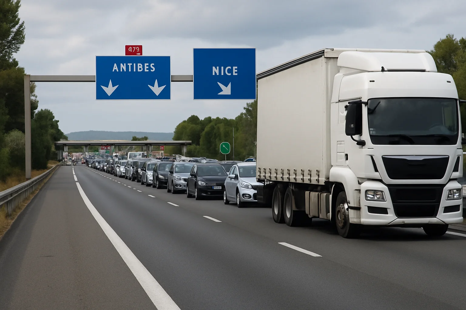 Zware verkeershinder op de A8 bij Antibes door pech met vrachtwagen