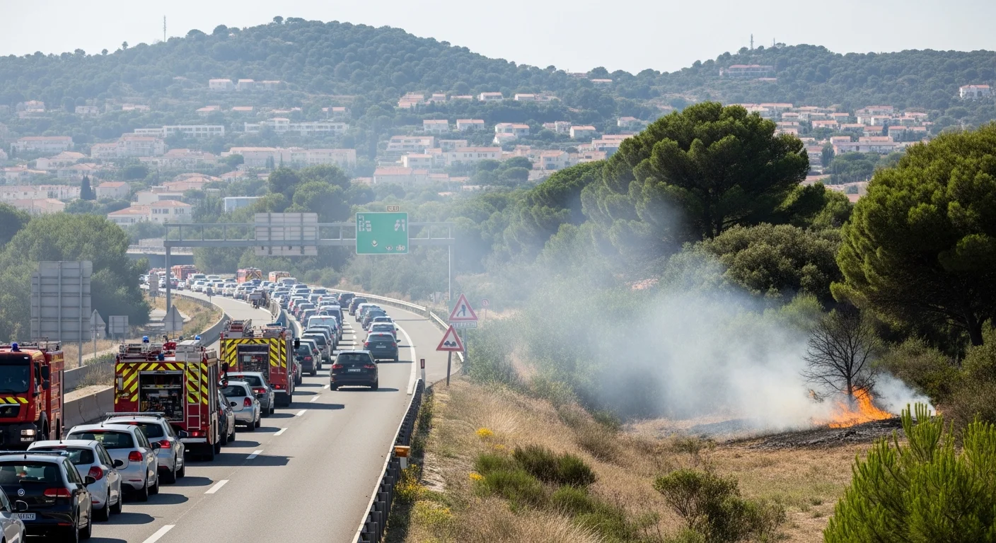 Brand langs A8 bij Cannes‑La Bocca zorgt voor tot 2 km file, knooppunt deels heropend