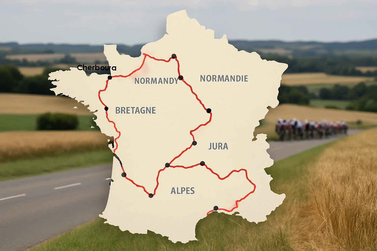 Routenieuws Tour de France 2027: start in VK, etappeplaatsen bekendgemaakt
