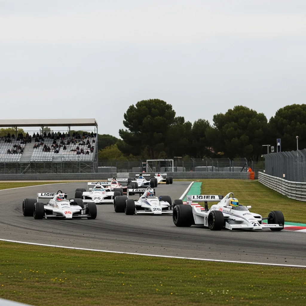 Historische Formule 1-wagens vierden 50 jaar Ligier op circuit Paul Ricard