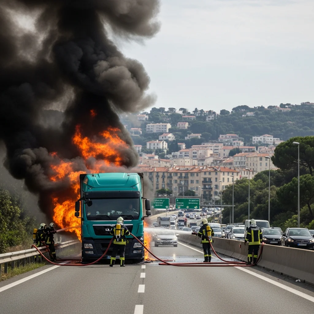 Brand in vrachtwagen veroorzaakt verkeershinder bij Nice