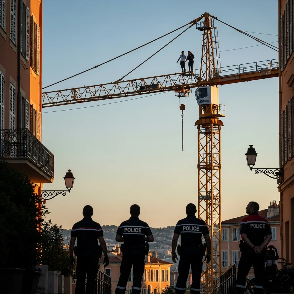 Twee vrouwen beklimmen kraan in Nice, politie grijpt in