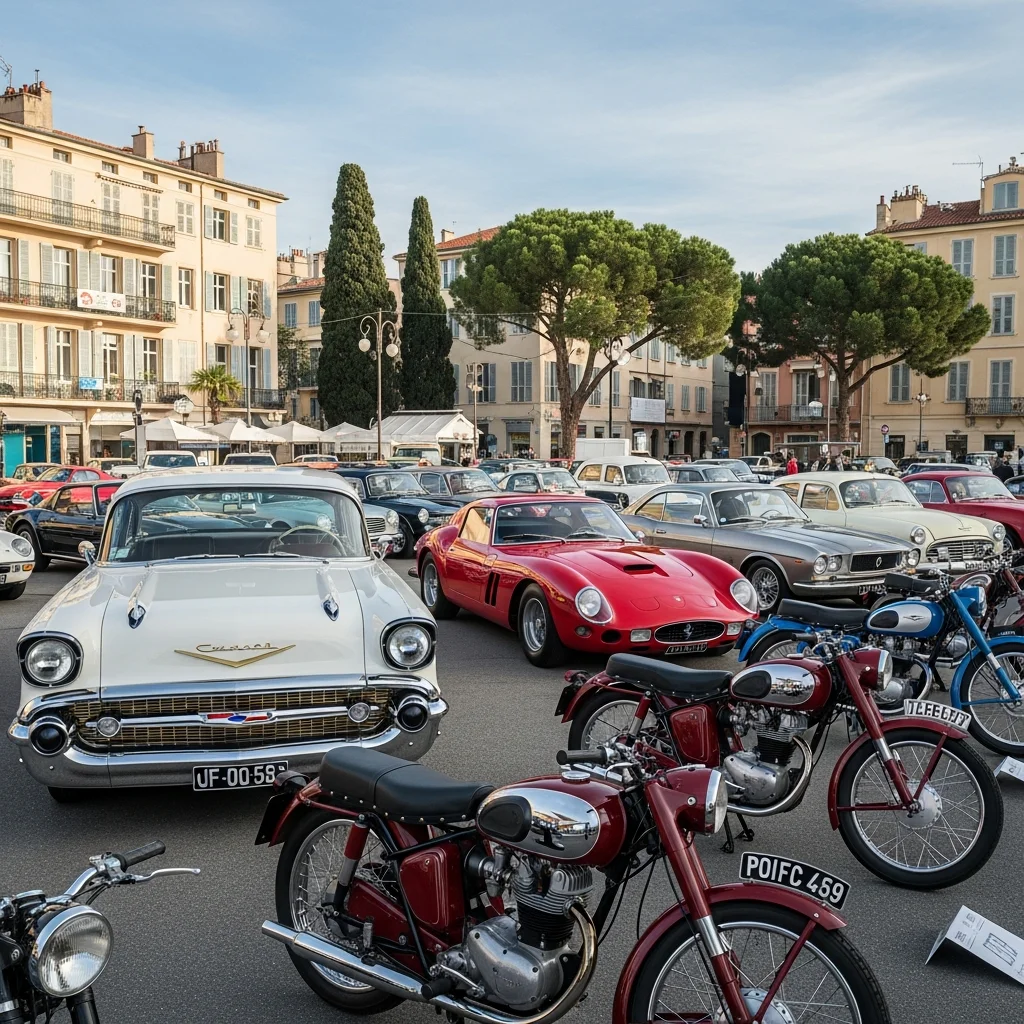 Zeldzame auto's en motoren schitteren op expositie in Nice