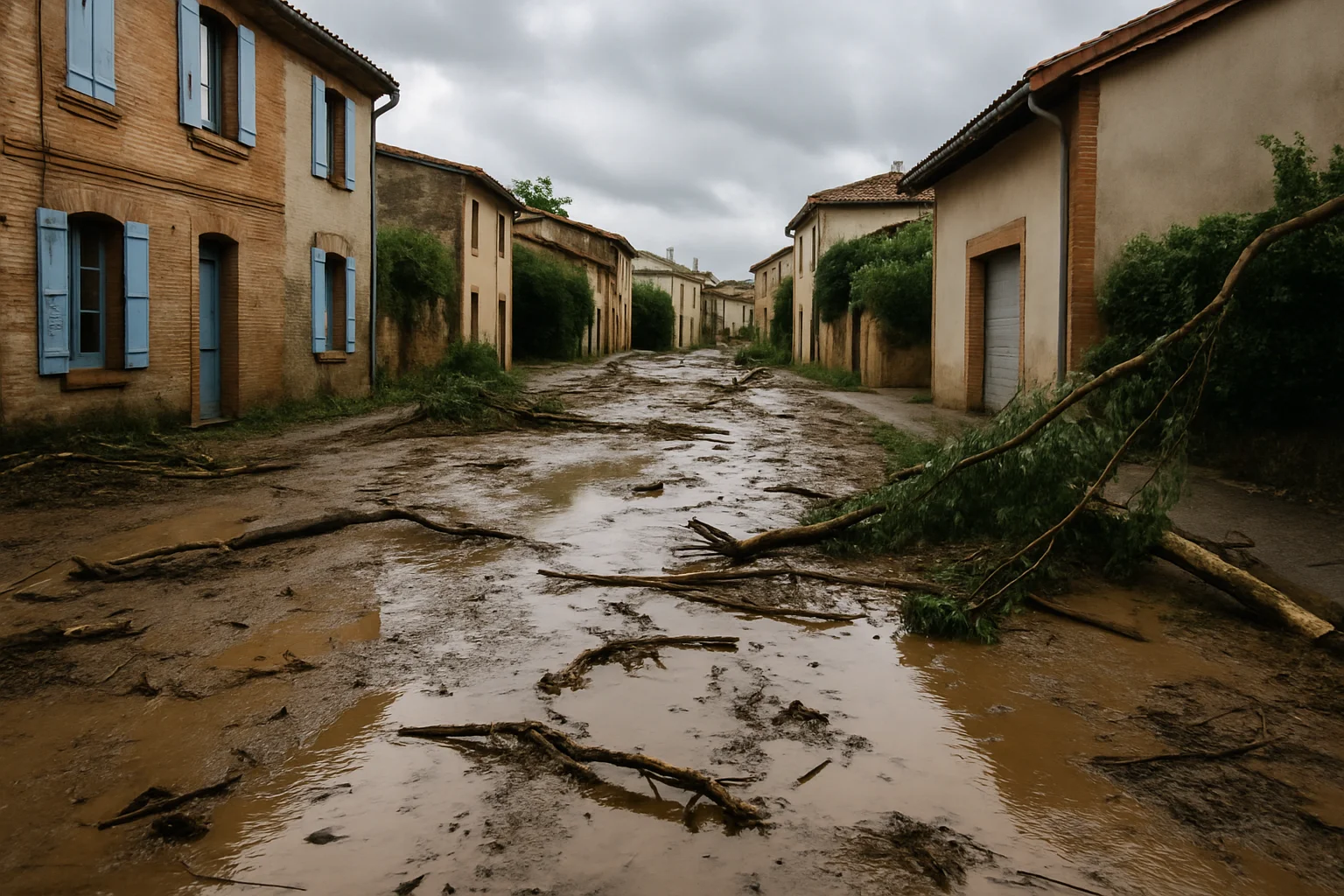 Zware regenval veroorzaakt overlast en schade in dorpen Tarn