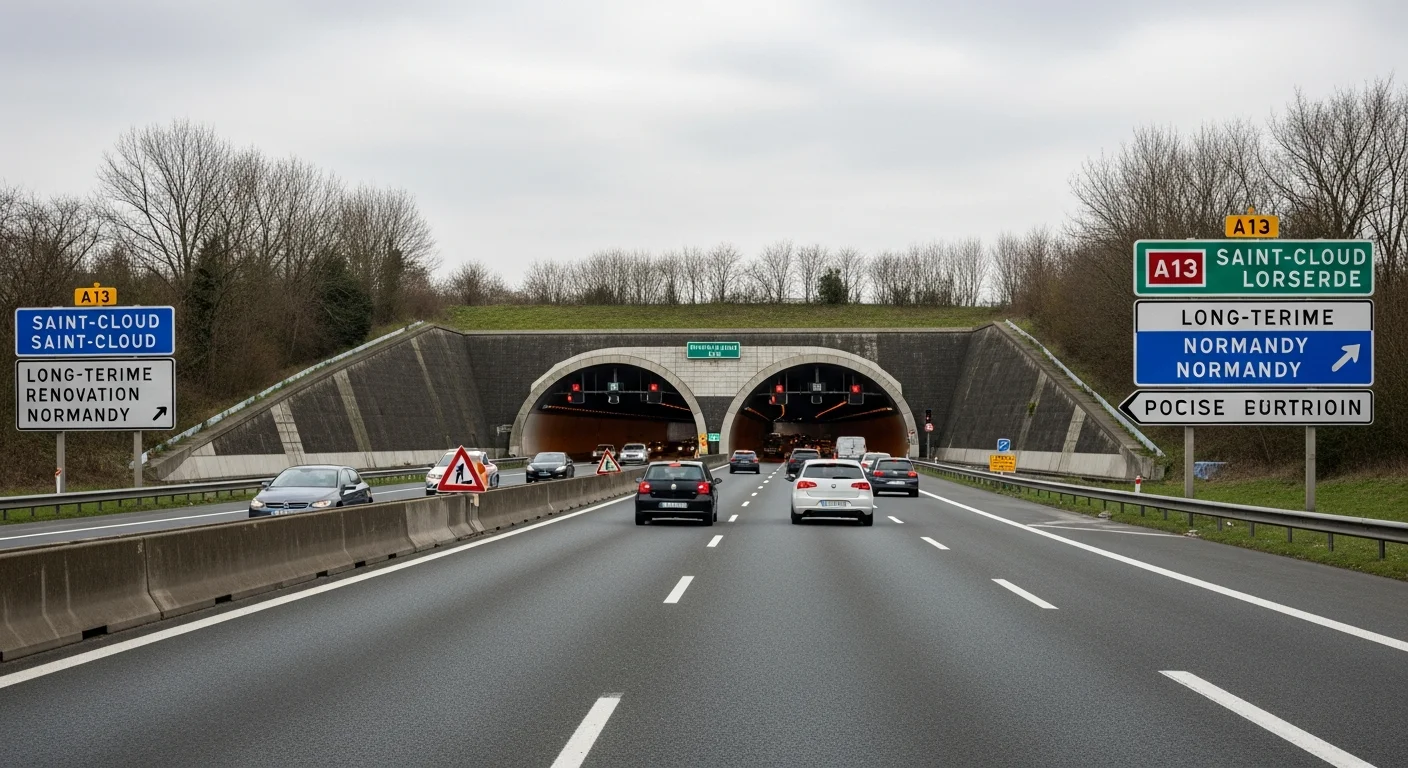 A13 tussen Parijs en Normandië vanaf november gesloten richting Normandië door tunnelrenovatie