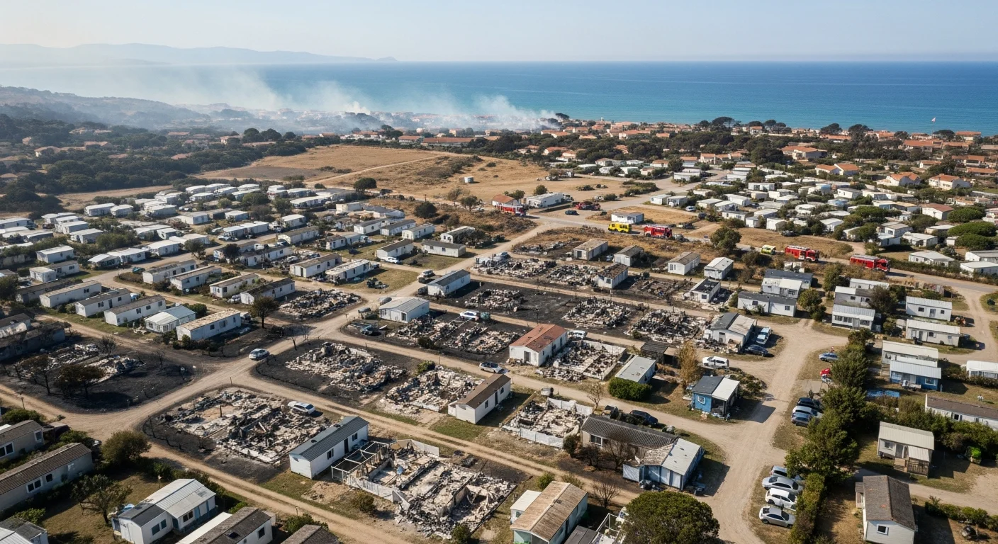 Groot deel camping Le Brasilia verwoest door brand bij Canet-en-Roussillon