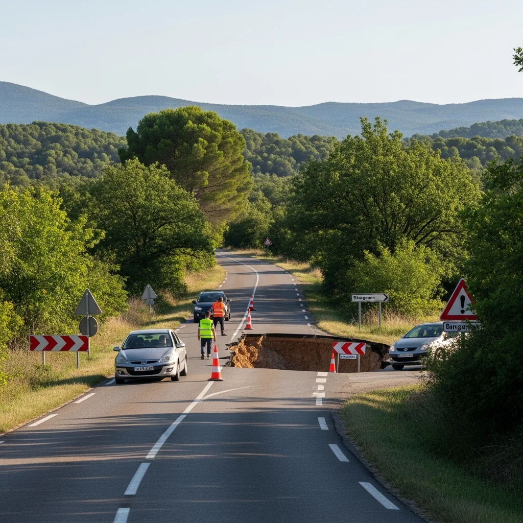 Wegverzakking tussen Bargemon en Seillans beperkt verkeer in Haut-Var