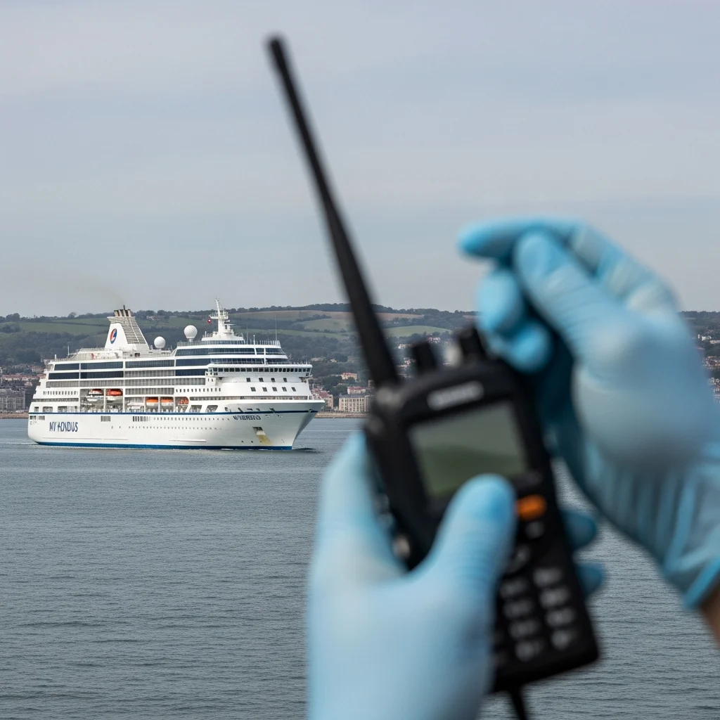 Begeleiding door Franse medische diensten na hantavirusdetectie op cruiseschip MV Hondius